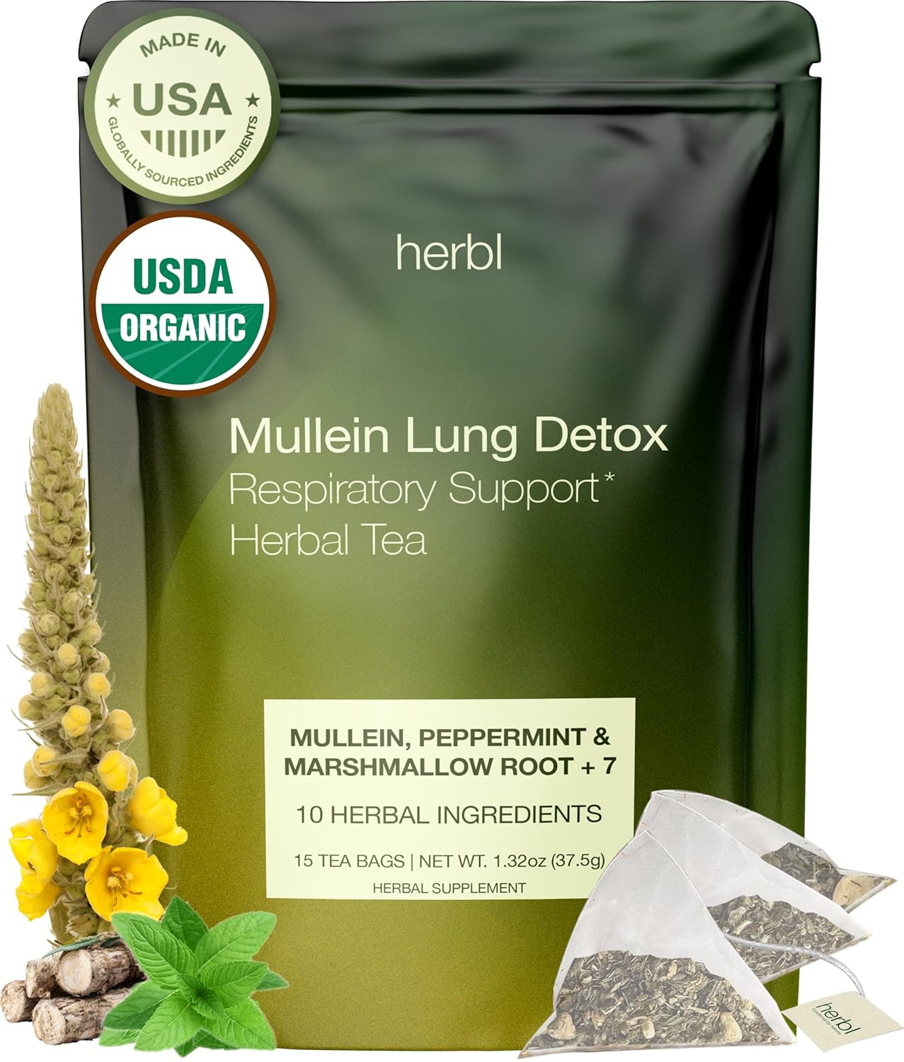 Organic Mullein Tea - Lung Detox Tea for Better Lungs - Respiratory Tea With Mul gallery