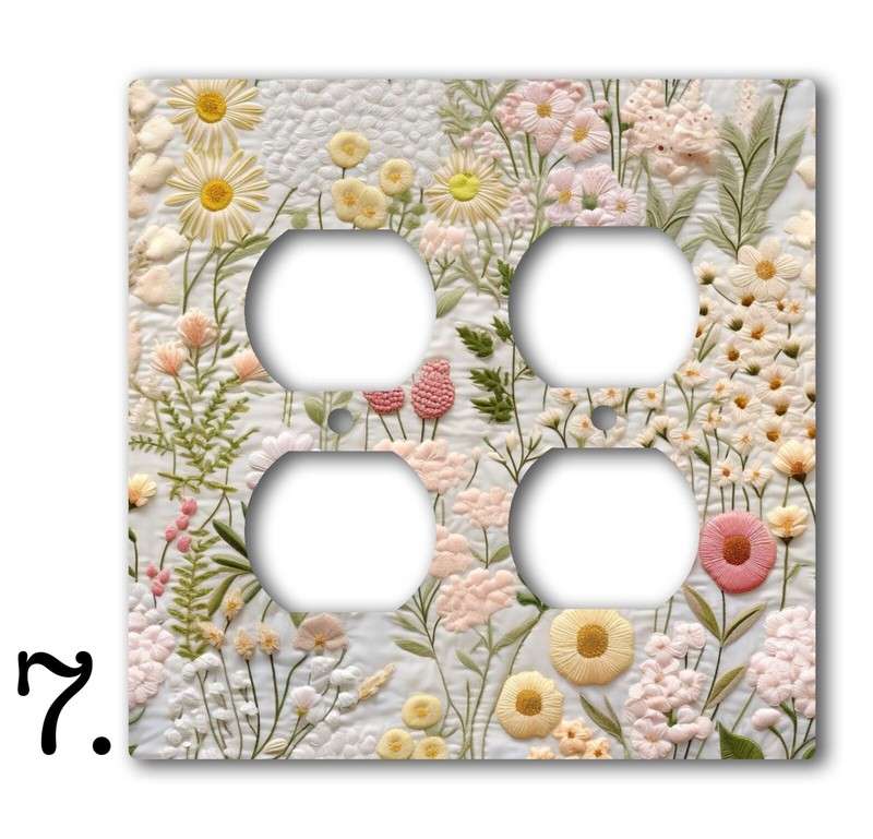 Decorative Acrylic Light Switch/Electrical Outlet Cover-Embroidered Flowers LOOK gallery