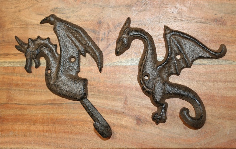 2-DRAGON WALL HOOKS,mythical,folklore, Medieval style,Gothic decor gallery