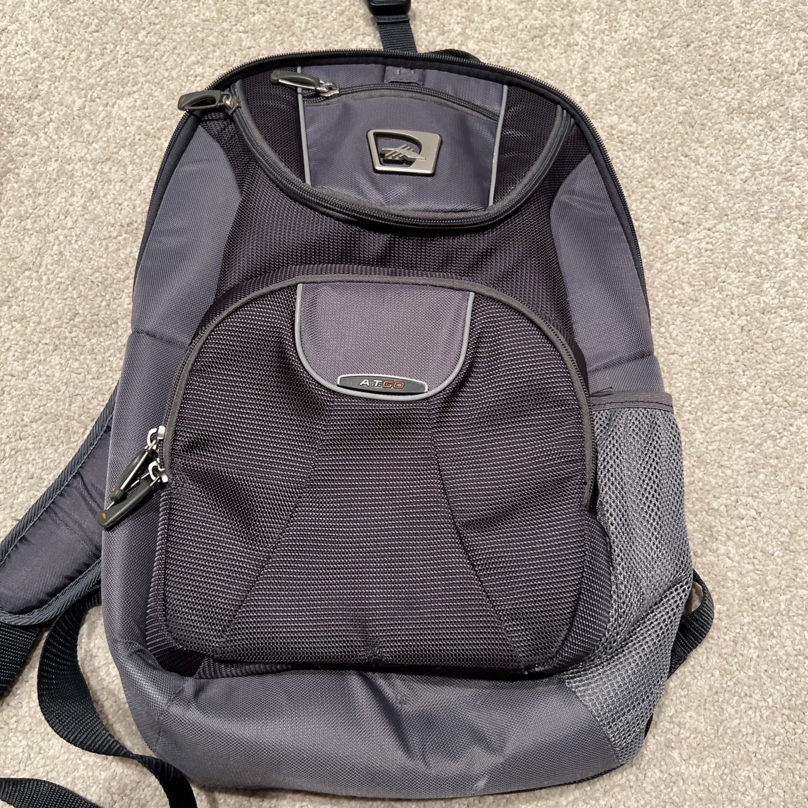 ATGO Black Nylon Backpack – Multi-Pocket, Lightweight, Durable