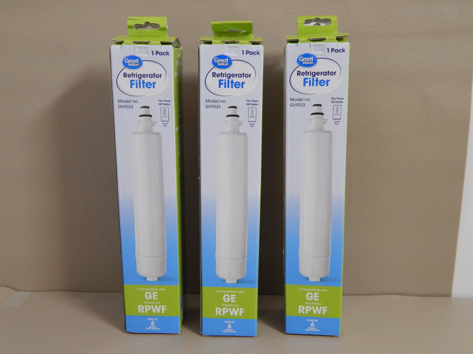 Great Value Refrigerator Filter GVF033 - Fits GE RPWF - Lot Of 3 New NIB gallery