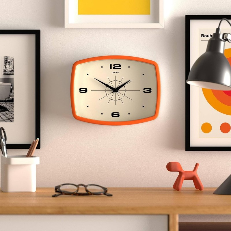 Movie Wall Clock | Rectangular Retro Clock | 10 inch | Orange | Cool gallery