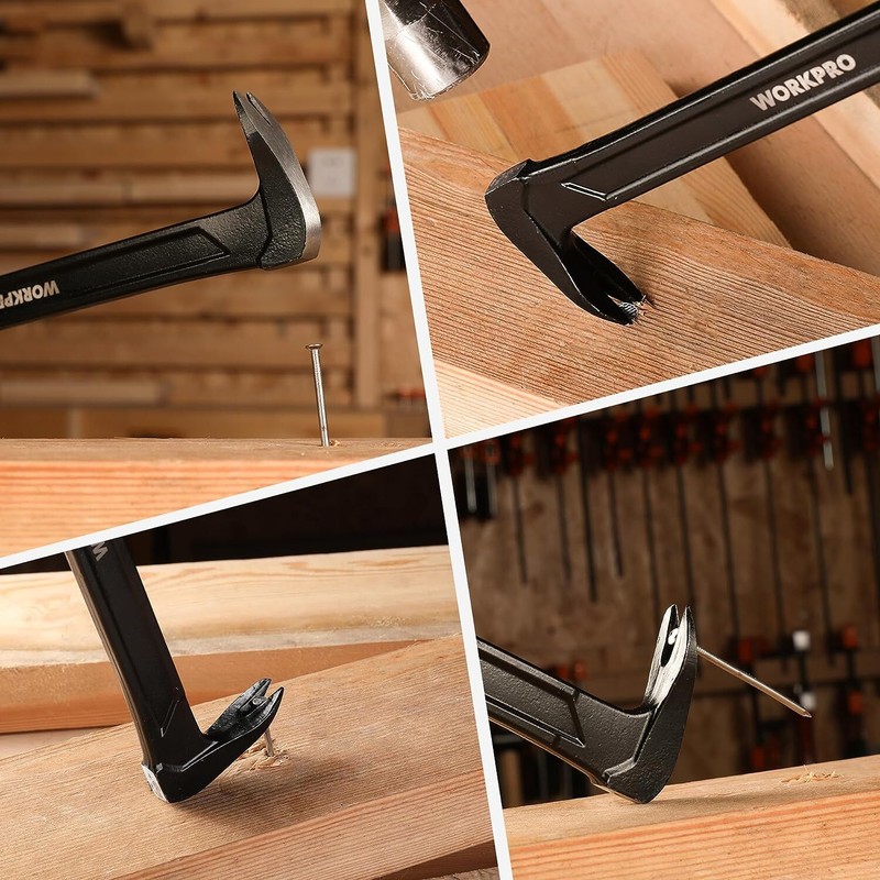 WORKPRO 13" Nail Puller, Cats Paw Pry Bar with Cats Paw and Rocking Nail Puller gallery