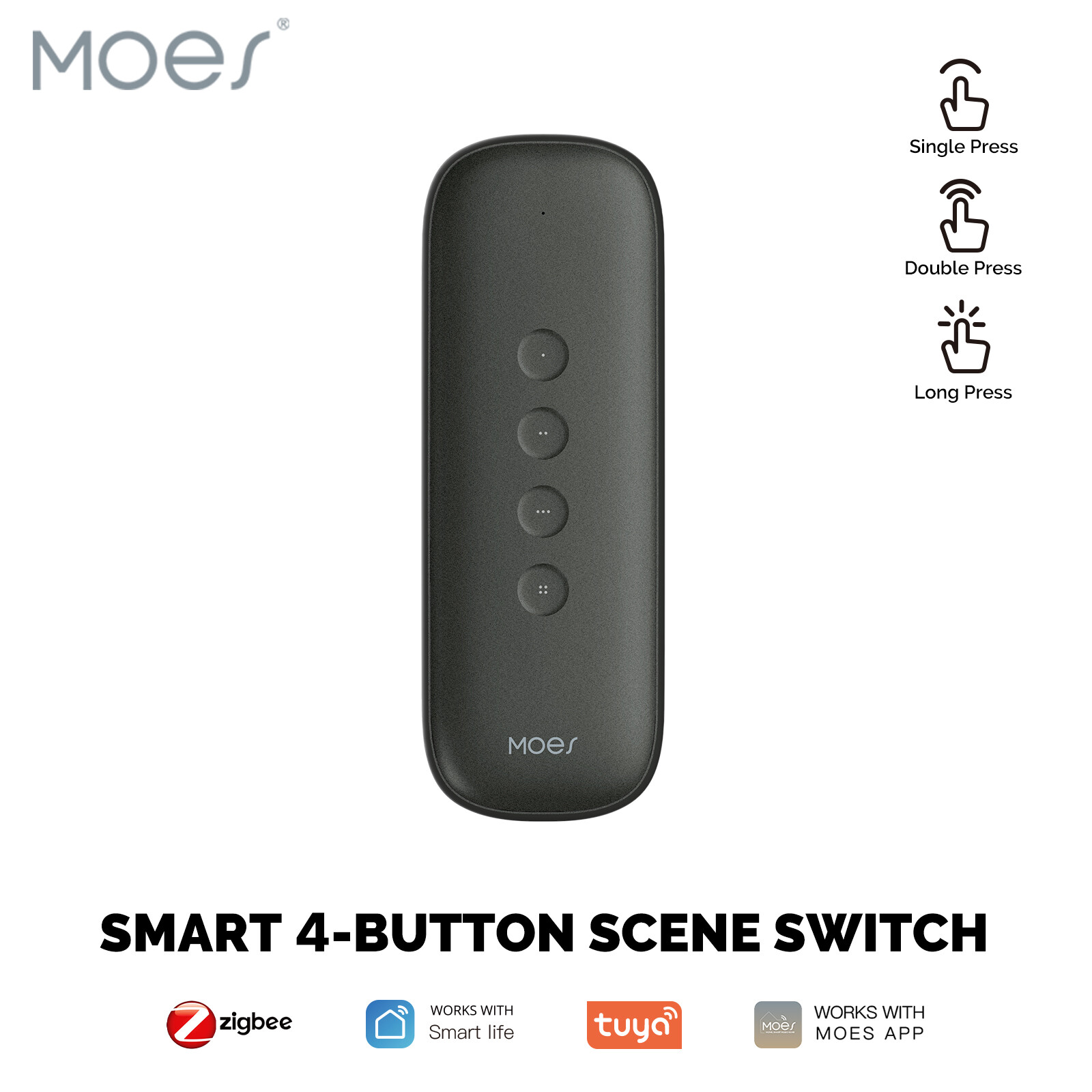 MOES ZigBee Smart Wireless 12-Scene Switch 4-Button Portable Remote Control APP gallery