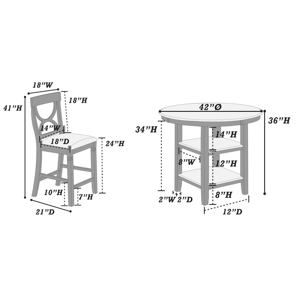 5-Pcs Counter Height Dining Set Gray gallery