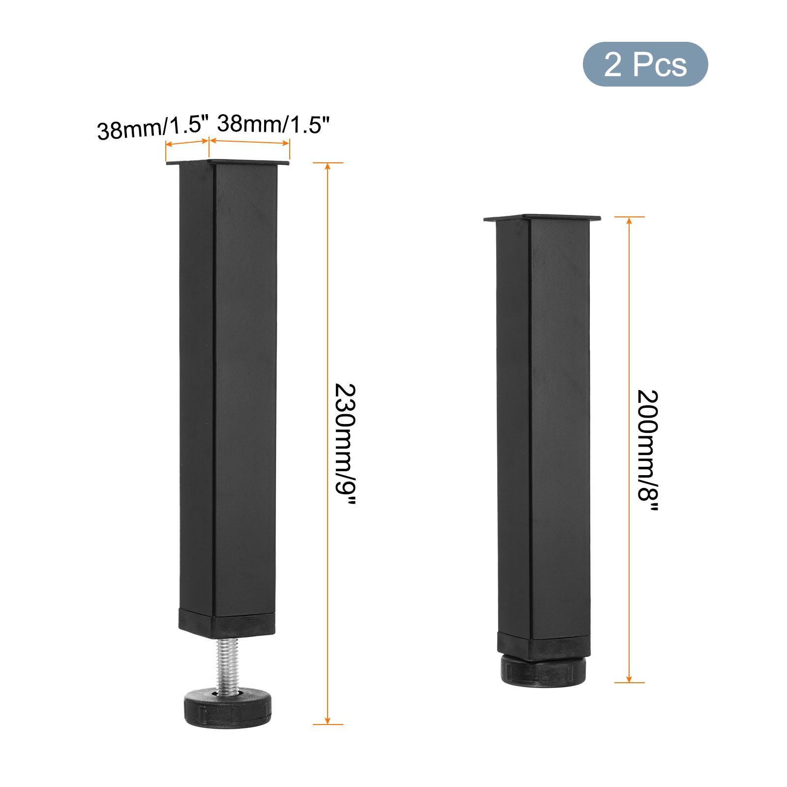 2Pcs Adjustable Height Center Support Leg 8" Bed Support Legs Black gallery