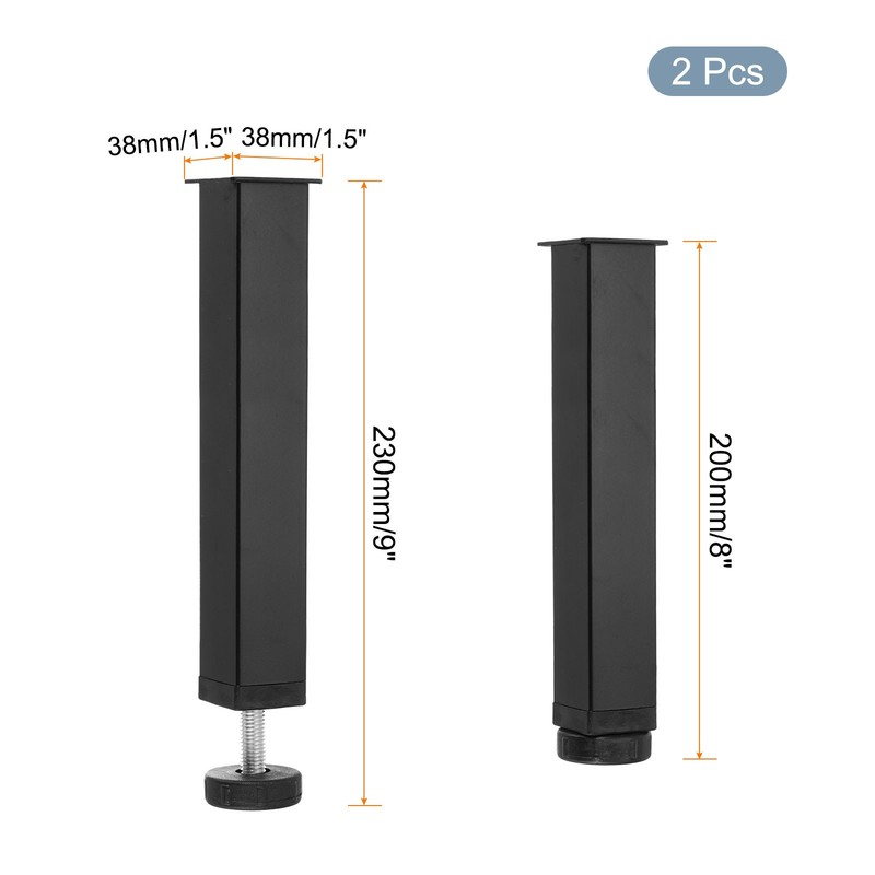 2Pcs Adjustable Height Center Support Leg 8" Bed Support Legs Black gallery