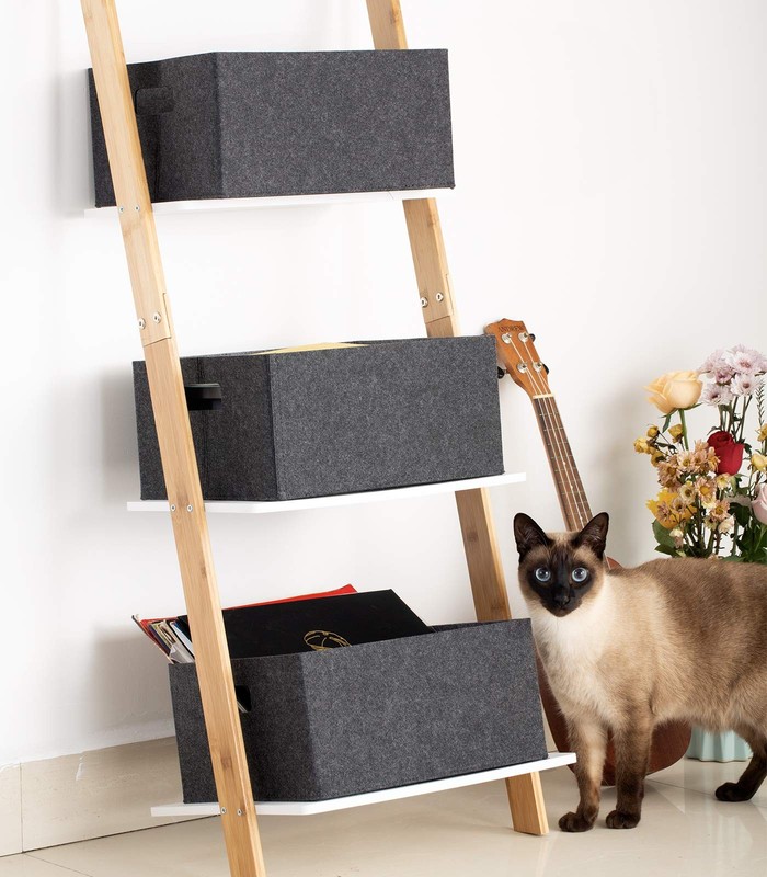 2 pack self-supporting collapsible felt storage basket in darkgrey for storag... gallery