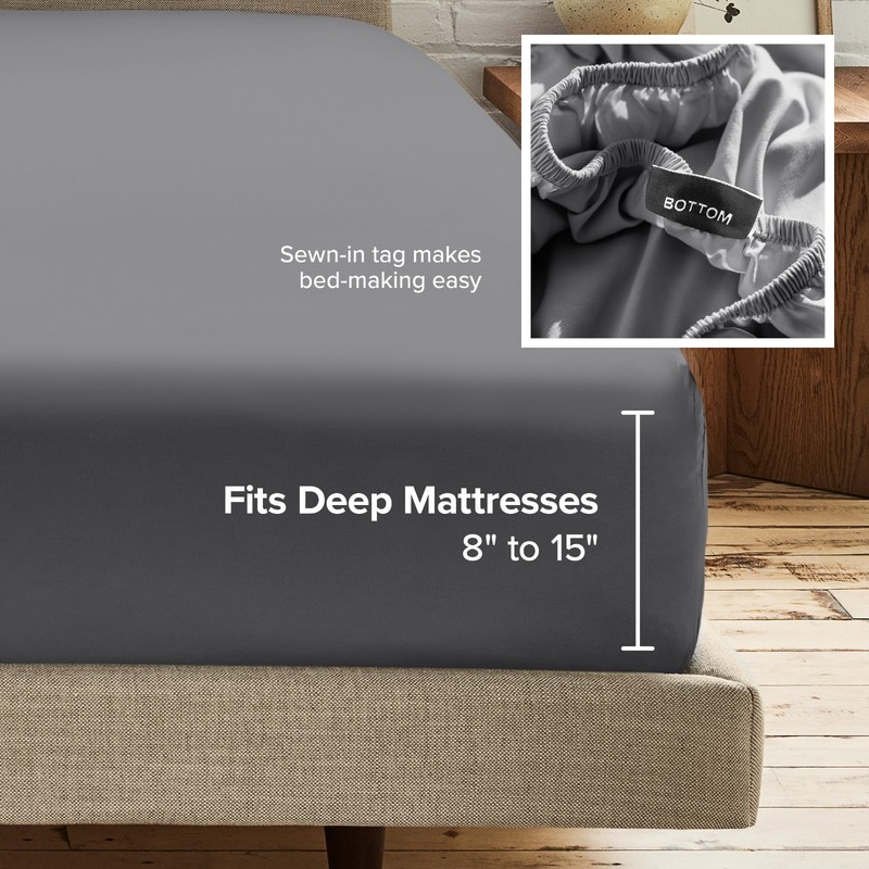 Bare Home 2 Pack Fitted Sheets - Premium 1800 Collection - Ultra soft gallery