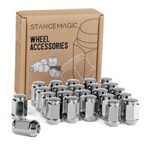24pcs Bulge Lug Nuts, 7/16x20 Threads, Cone Taper Acorn Seat, Closed Silver gallery