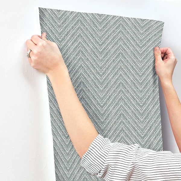 FD27044_Terrace Textured Herringbone Modern Dusty Blue Grey Fine Decor Wallpaper gallery