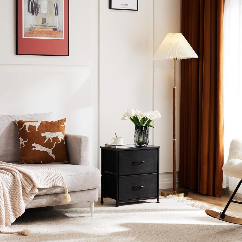 2Pcs Nightstand End Table Side Table with 2 Fabric Drawers Bedside Table Bedroom gallery