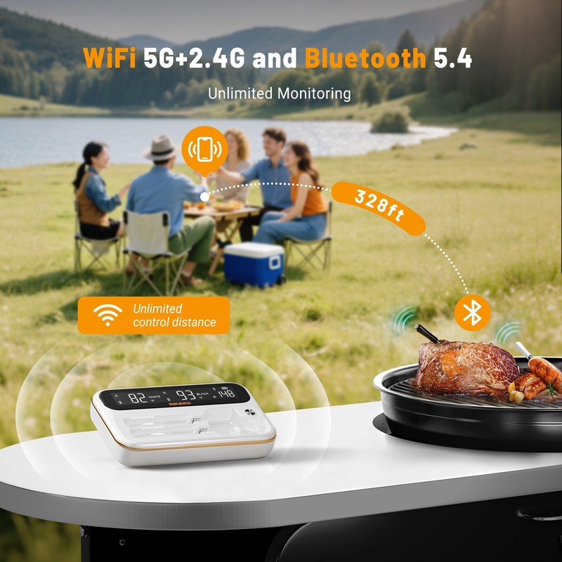 2/4 Probes Wireless BBQ Thermometer Inkbird Meat Cooking WiFi Bluetooth Control gallery
