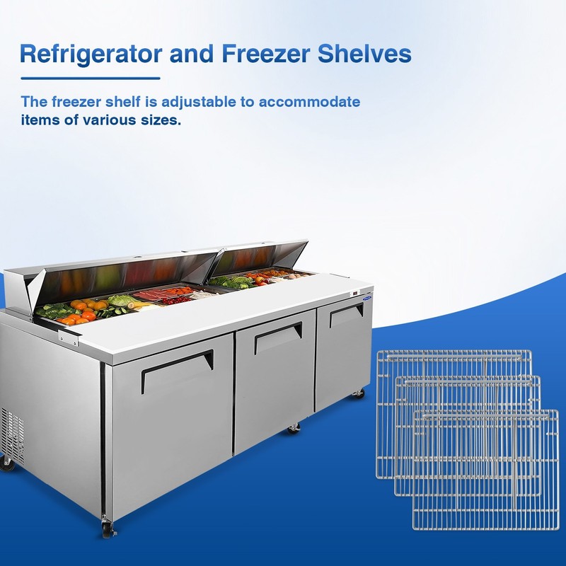 Replacement type three-piece shelf for commercial Freezer and Refrigerator gallery