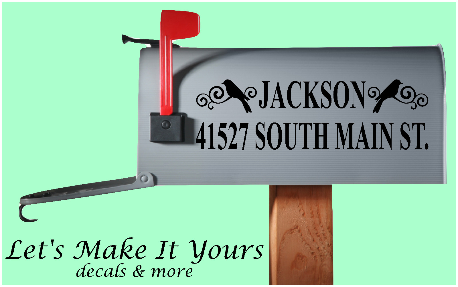 BIRD THEME - MAILBOX DECAL STICKER - STREET ADDRESS W/ NAME - COLOR CHOICES gallery