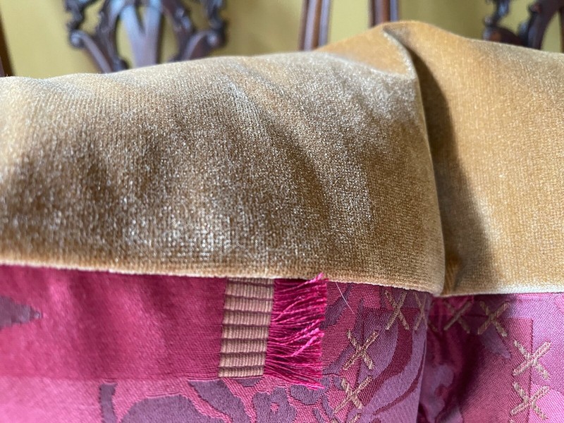 Lee Jofa Mulberry Home PATCHWORK Reds Gold Silk Blend Italian Damask Pillow Cvr gallery