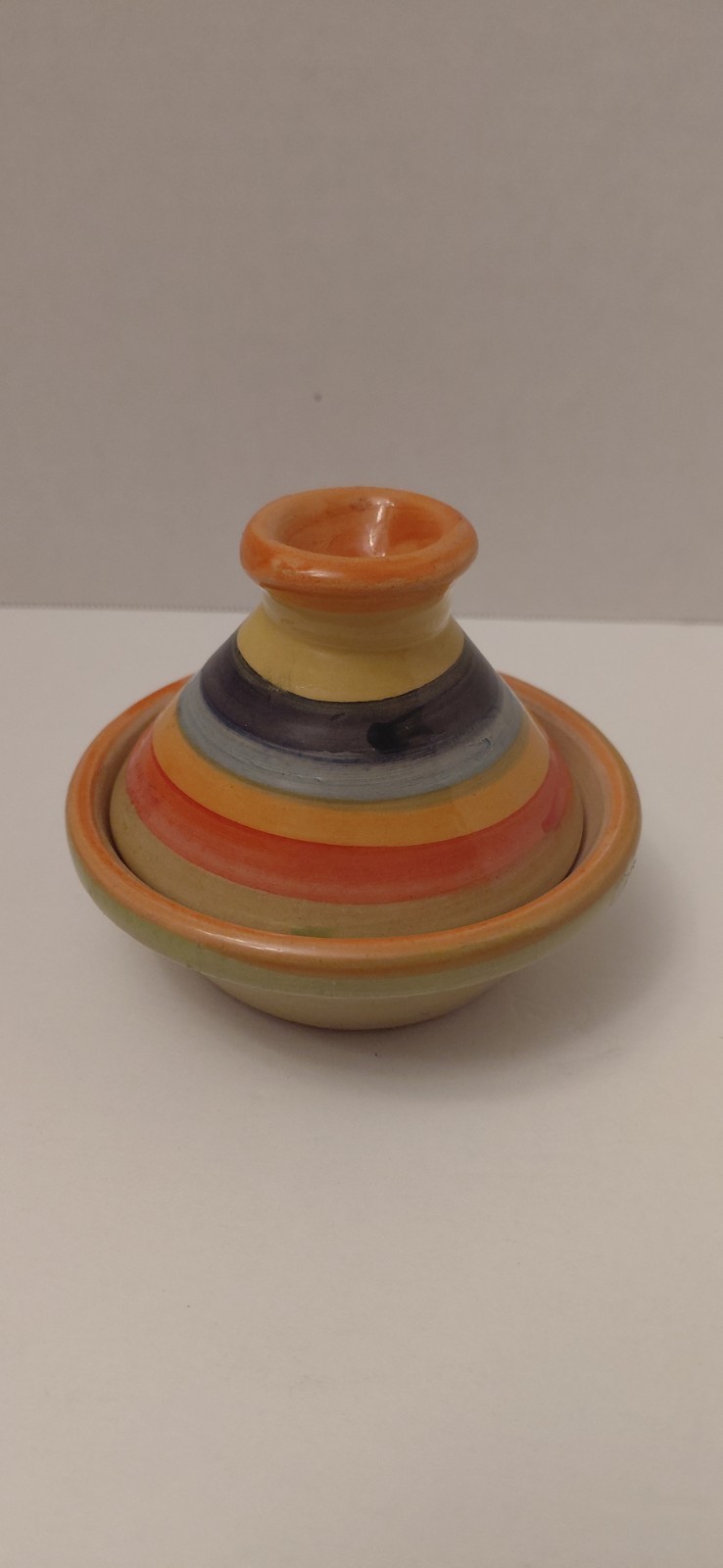 Moroccan Mini Tagine Spice Holder Multi Color Painted Ceramic 3” gallery