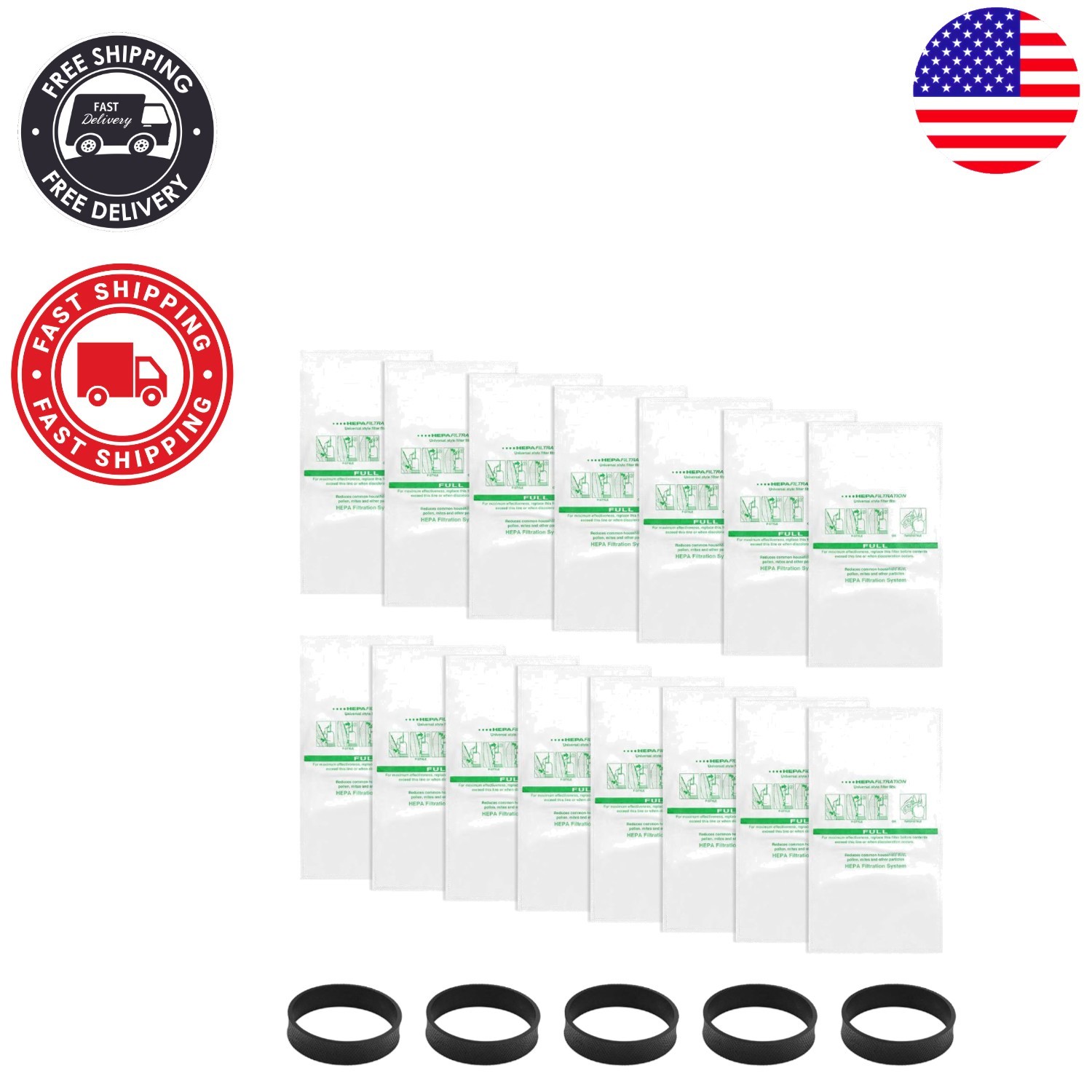 15-Pack Micron Magic HEPA Filter Bags & Belts for Kirby Vacuum - Impeccable Fit gallery