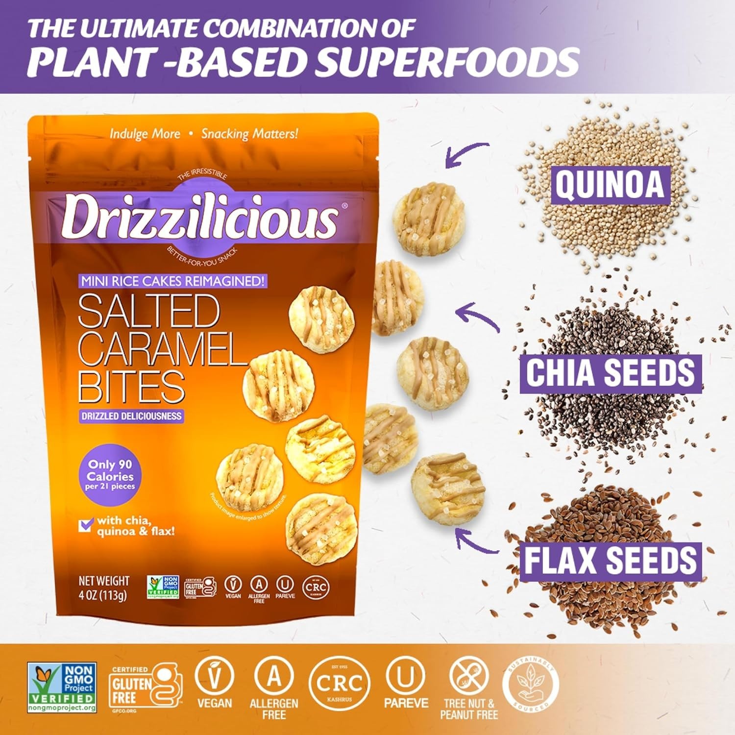 Drizzilicious Mini Flavored Rice Cakes Salted Caramel - 4oz (Pack of 2) gallery