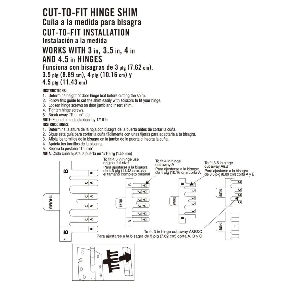 3 In. to 4-1/2 In. Compatible Hinge Shims Plastic White 3-Pack gallery