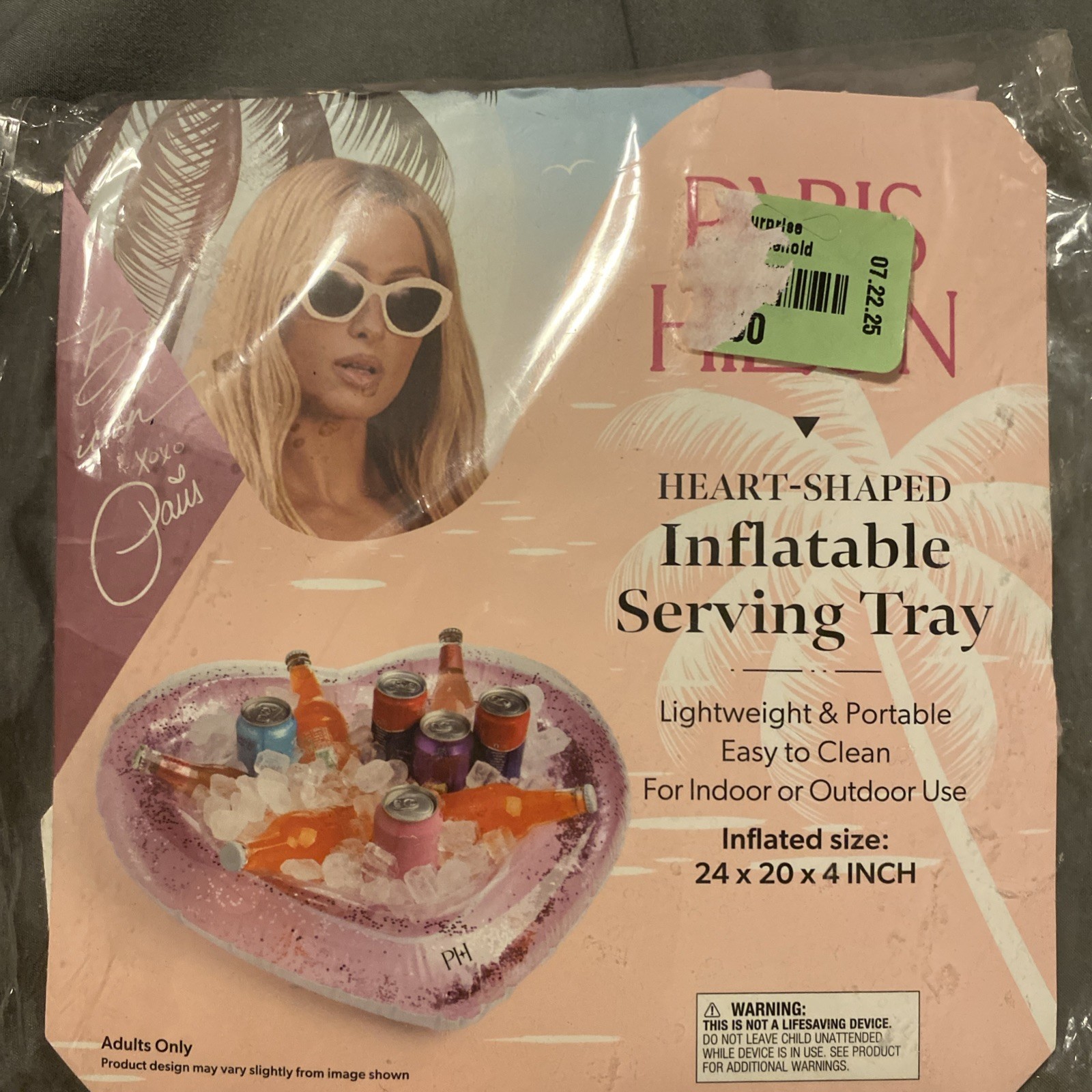 Paris Hilton Pink Inflatable Serving Tray Heart 24” X 20” 4” Buffet Party Summer gallery