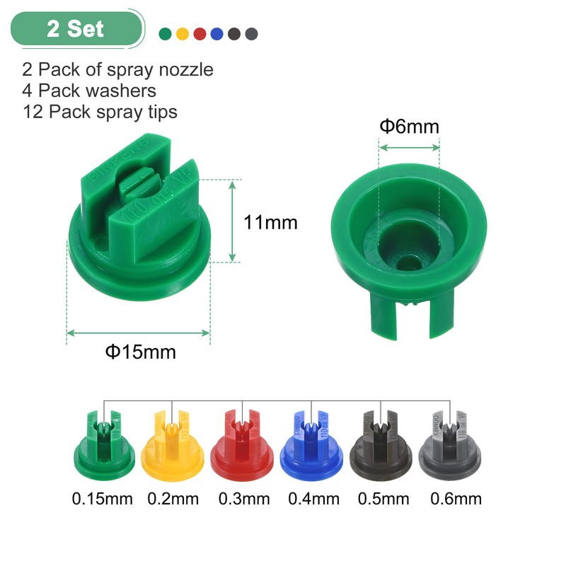 2-Set Sprayer Nozzle Kit, 110 Degree 0.15-0.6mm Pore Flat Fan Spray Tips 12Pcs gallery