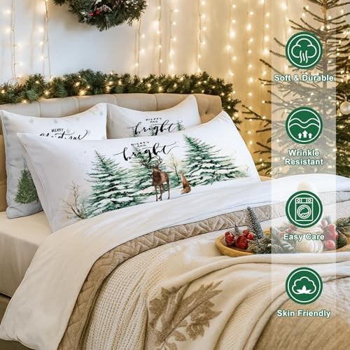 Christmas Body Pillowcase 20x54 Set of 2, Red White 54" x 20" (Pack of 2) gallery