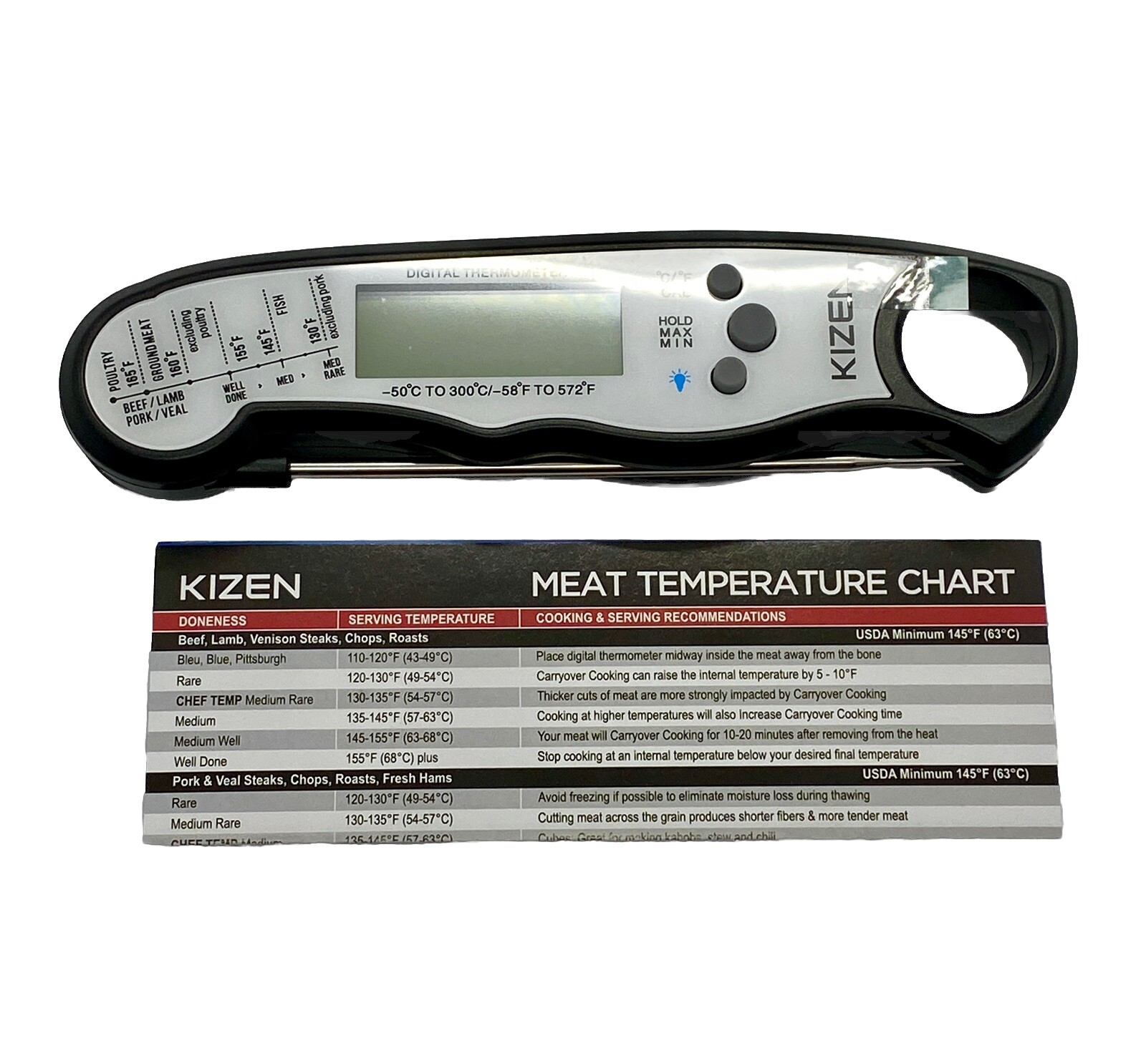 Kizen Digital Meat Thermometer Waterproof Metal Probe BBQ Grilling Food NEW gallery