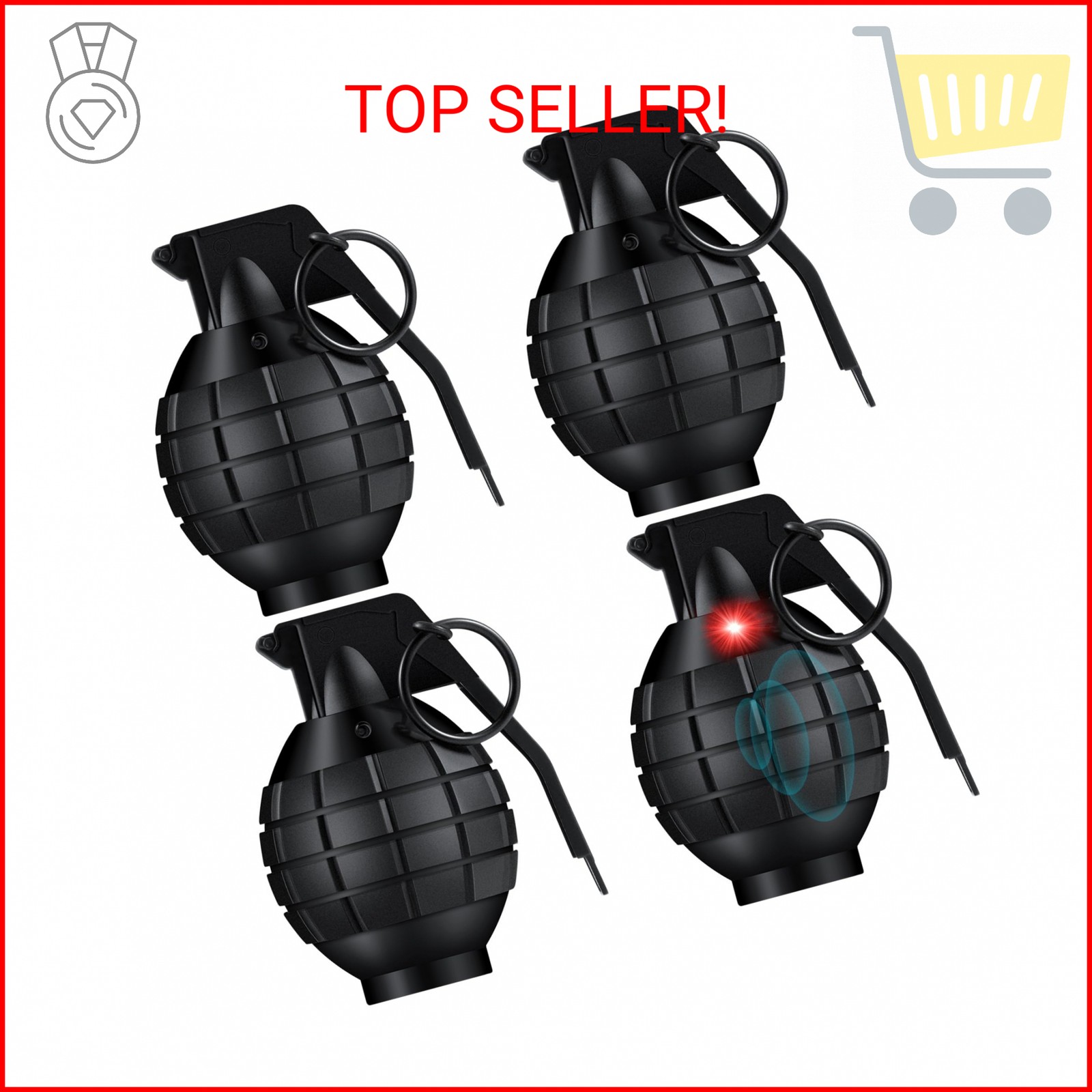 Sratte 4 Pcs Toy Hand Grenades with Realistic Sound Effects and Flashing Light, gallery