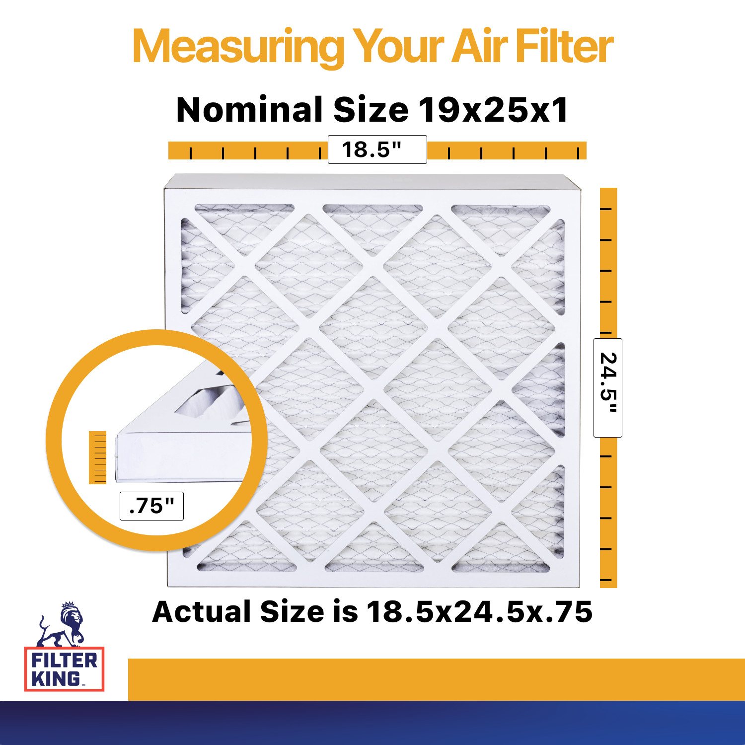 Filter King 19x25x1 Air Filter 12-PACK MERV 13 Actual Size 18.5 x 24.5 x .75" gallery