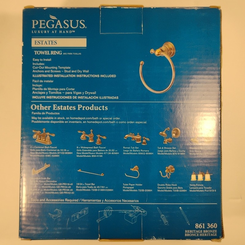 Pegasus Estates Towel Ring Heritage Bronze 861 360 Hand Rubbed Finish NEW gallery