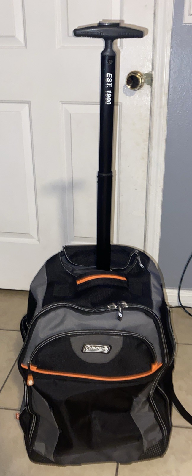 Coleman Rolling Backpack Travel Hiking Bag Telescoping Handle Read 5
