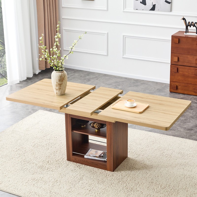 Expandable Dining Table w/storage space,59" to 71" kitchen Dining Table Walnut gallery