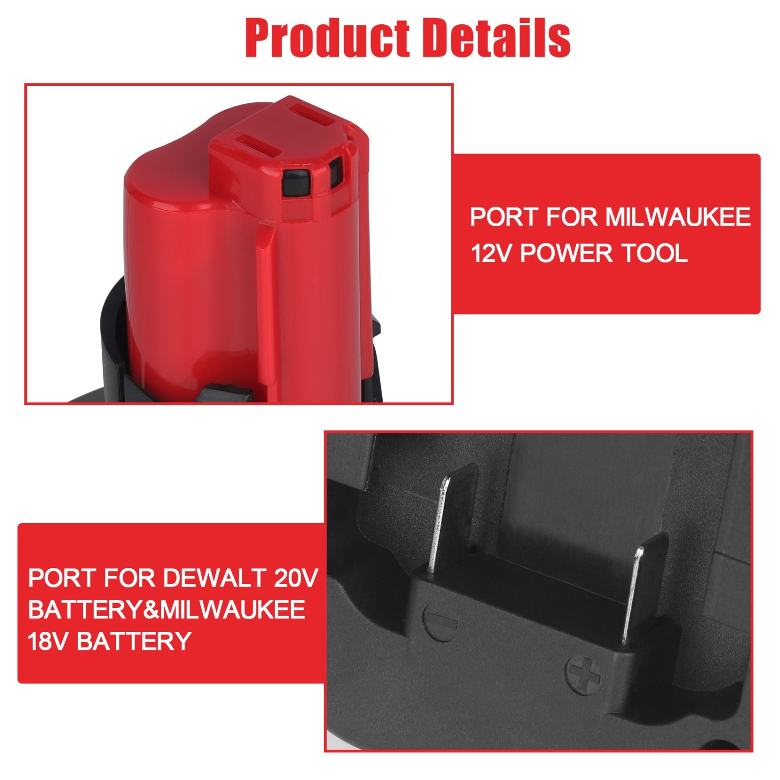 Adapter fits Milwaukee 18V / DeWalt 20V Li-Ion Battery To for Milwaukee 12V Tool gallery