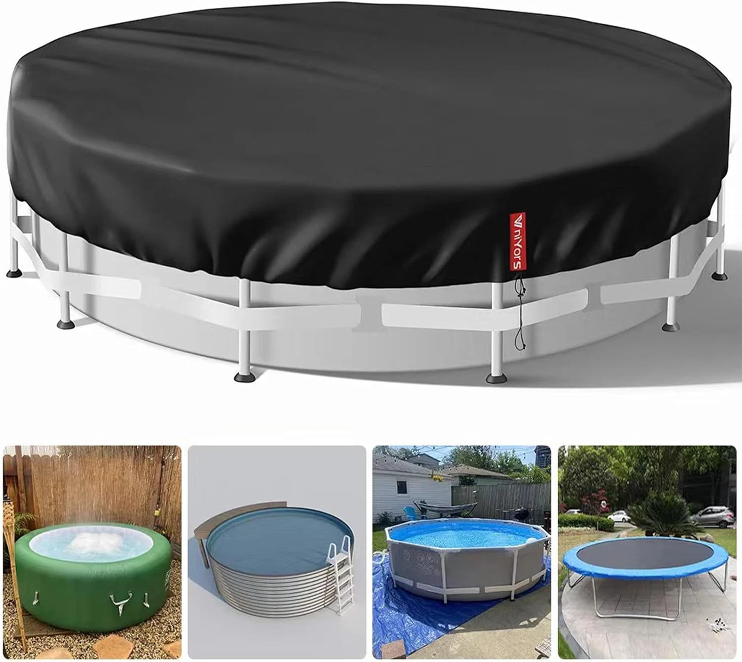 18 Ft Round Pool Cover Above Ground 420D Heavy Duty Cubierta Piscina Impermeable gallery