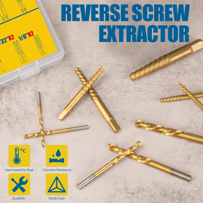14PCS Easy Out Screw Extractor Set and Left-Hand Drill Bit Set, Stripped Scre gallery