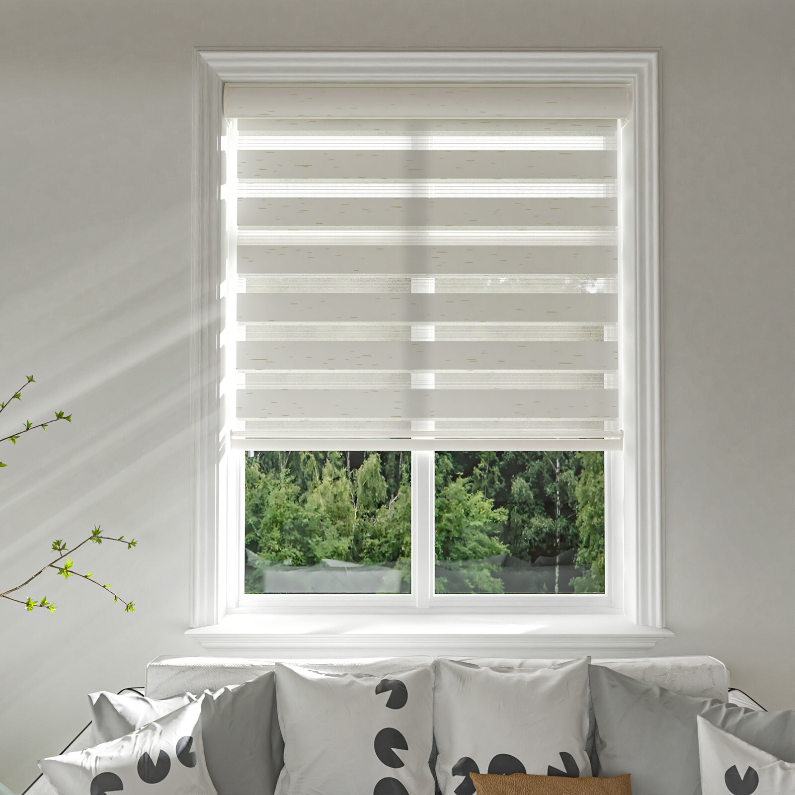 Horizontal Window Shade Blind Zebra Dual Roller Blinds Curtains,Easy to Install gallery