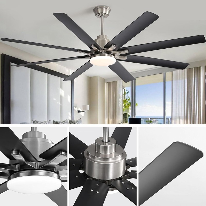 Extra Large 66'' Ceiling Fan & Light APP Remote Control 8-Blades Cooling Modern gallery
