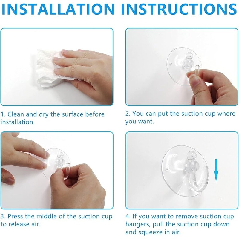 20Pcs Clear Suction Cup Hooks Strong Plastic Hangers Wall Bathroom Shower New gallery