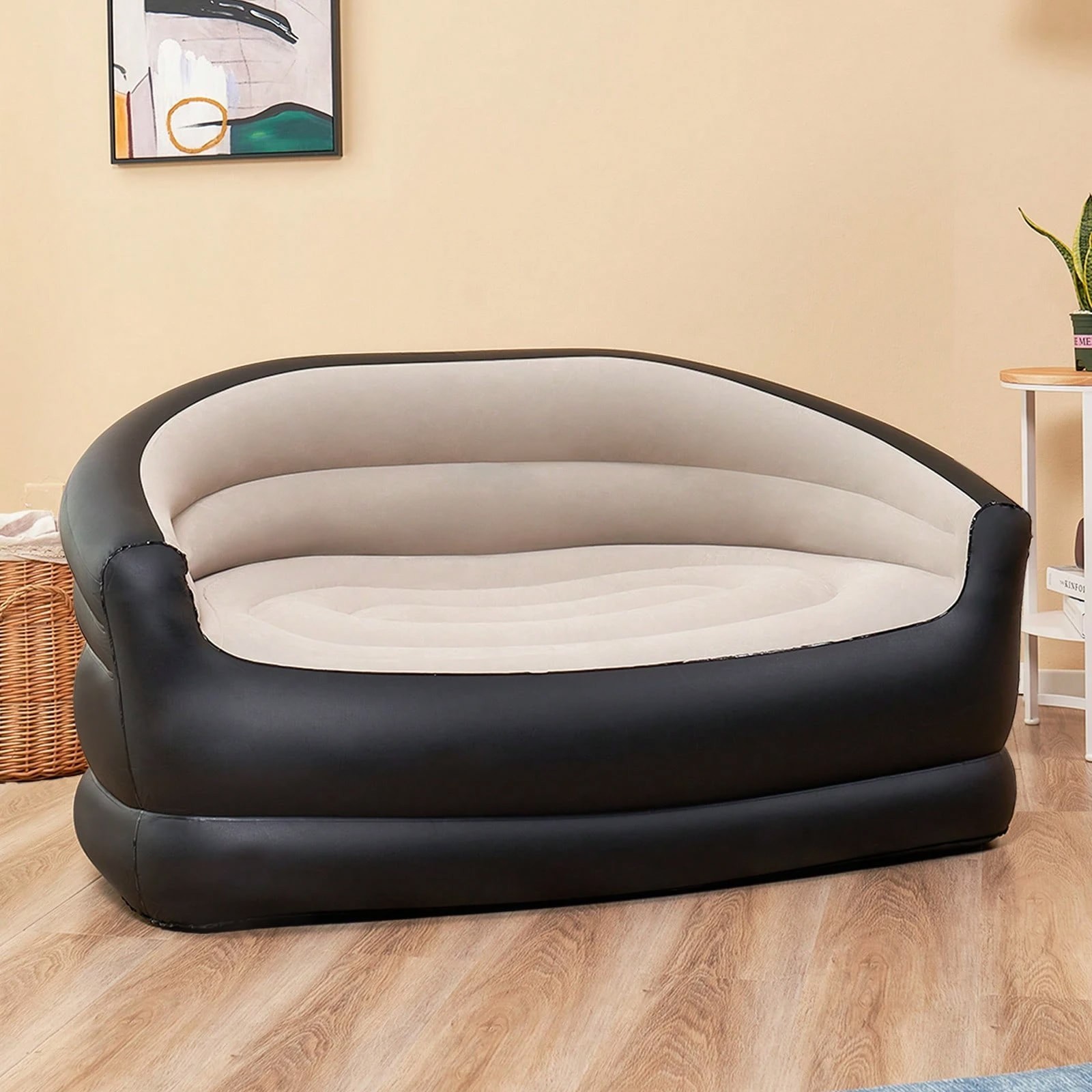 Inflatable Sofa Loveseat Flocked Air Couch for Camping No Pump gallery