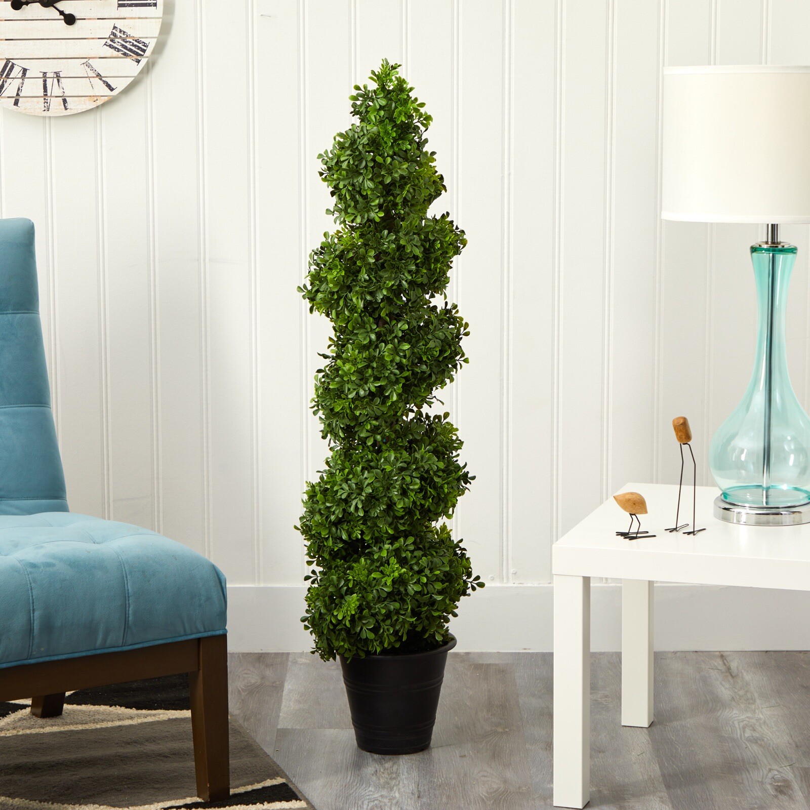 4’ Artificial Boxwood Spiral Topiary Tree UV (Indoor/Outdoor) Decor. Retail $193 gallery