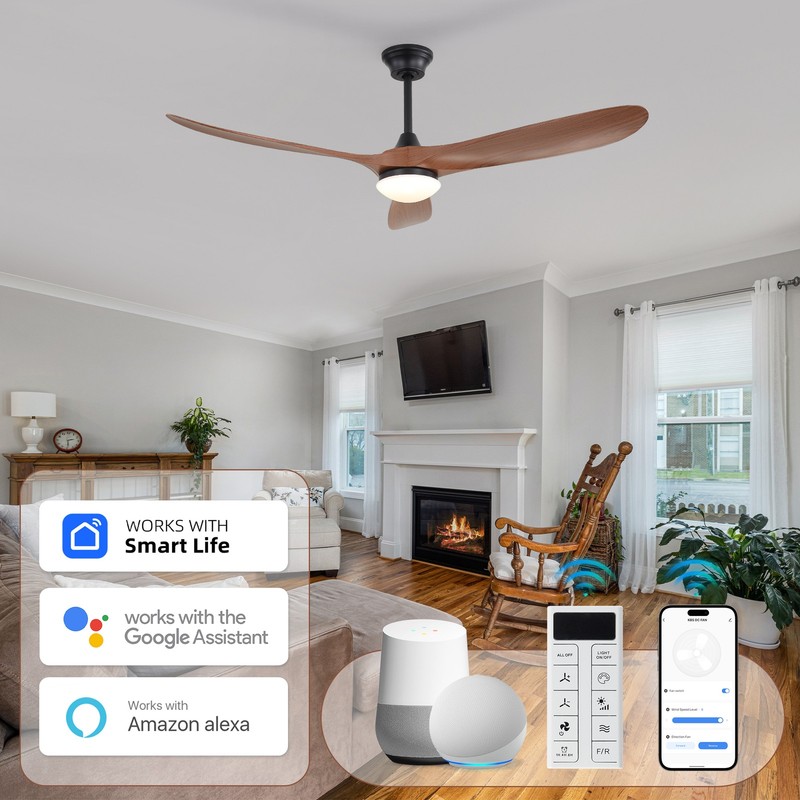 60inch Work with Smart Life Ceiling Fan with Dimmable LED Light Google Assistant gallery