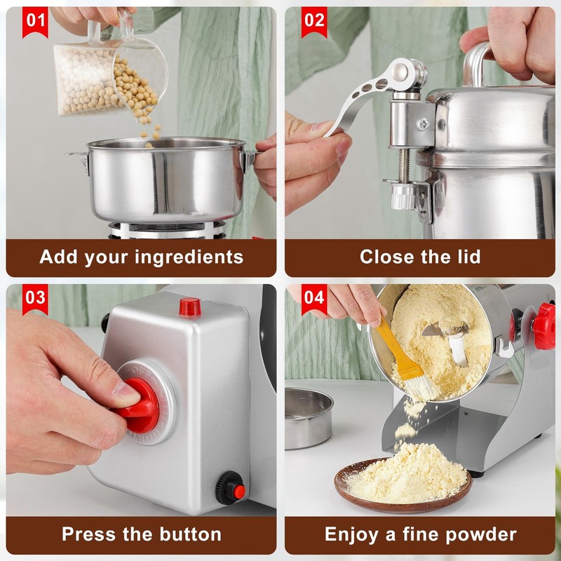 Electric Grain Grinder – High-Speed 800g SS Food Mill & Pulverizer for Nuts gallery