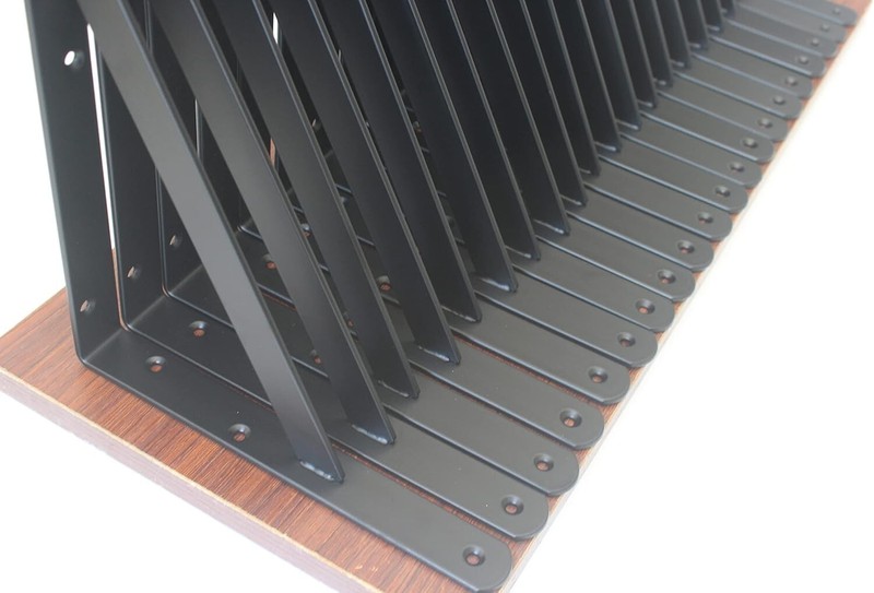 Rustic Black Metal Shelf Brackets - 240 lb Capacity, 20 Pack of 11" x 8" gallery