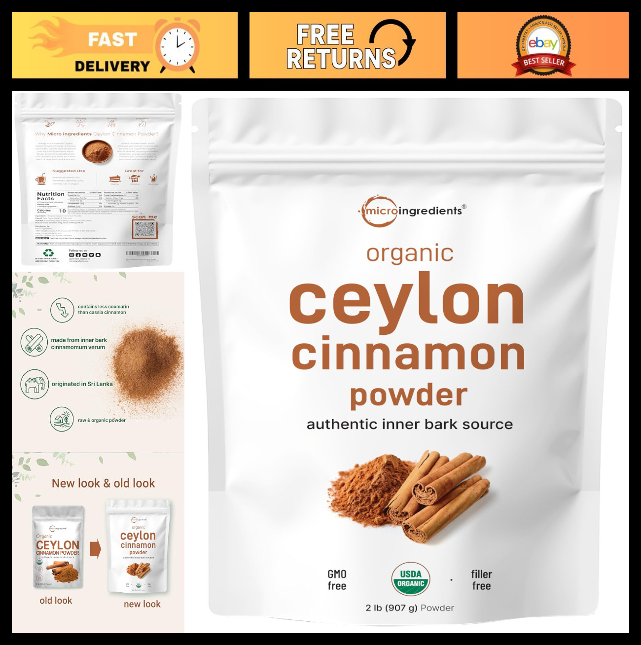 Organic Ceylon Cinnamon Powder 2 lb - Sweet Earthy Flavor for Baking & Cooking, gallery