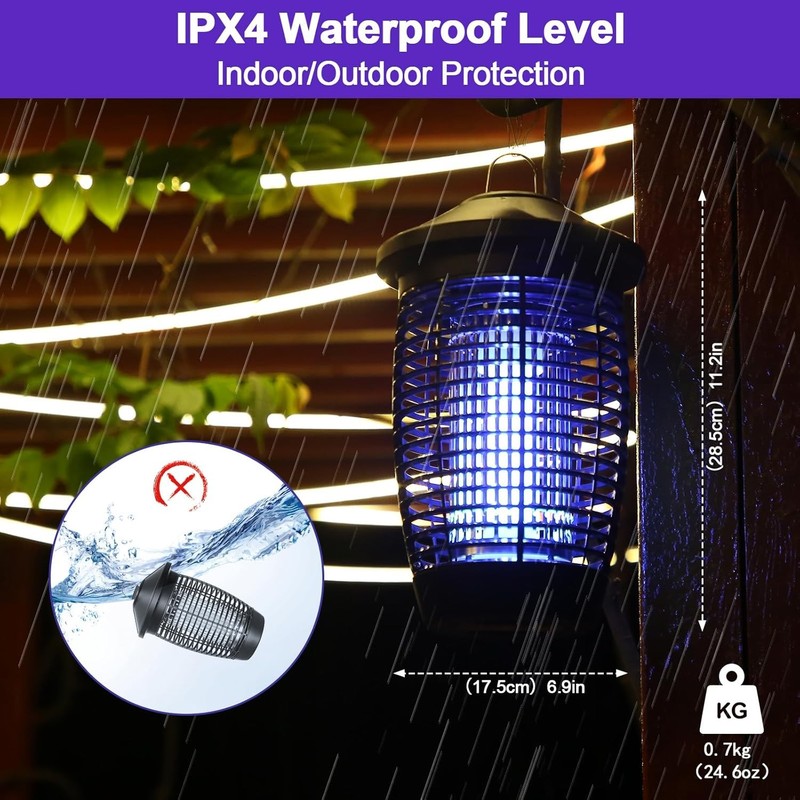 Electric Sturdy Hook Bug Zapper – 20W 4500V Waterproof Mosquito Killer for Patio gallery