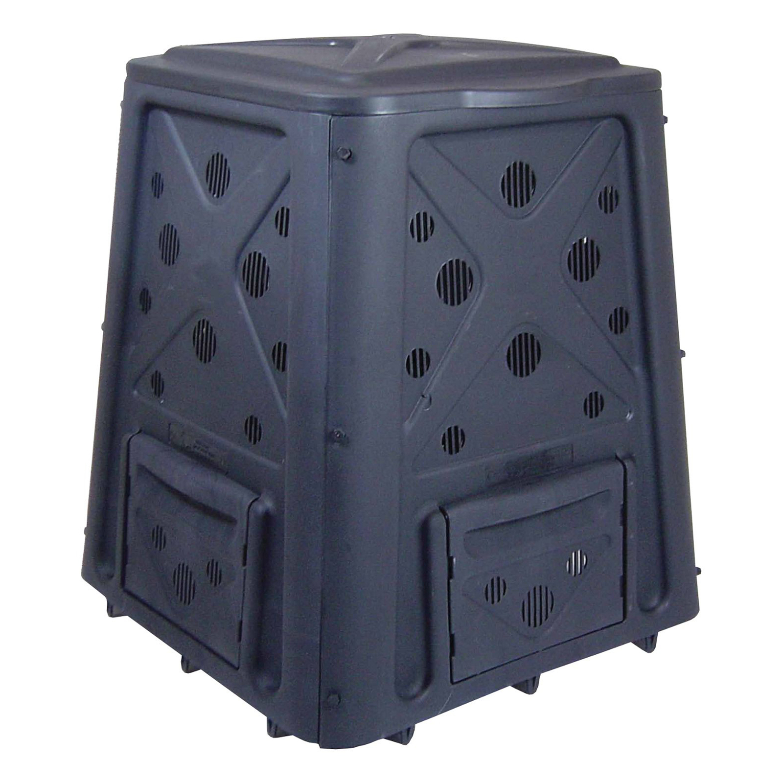 Redmon 65 Gallon Capacity Compost Bin with Lift Off Lid and 4 Door Access, Black gallery