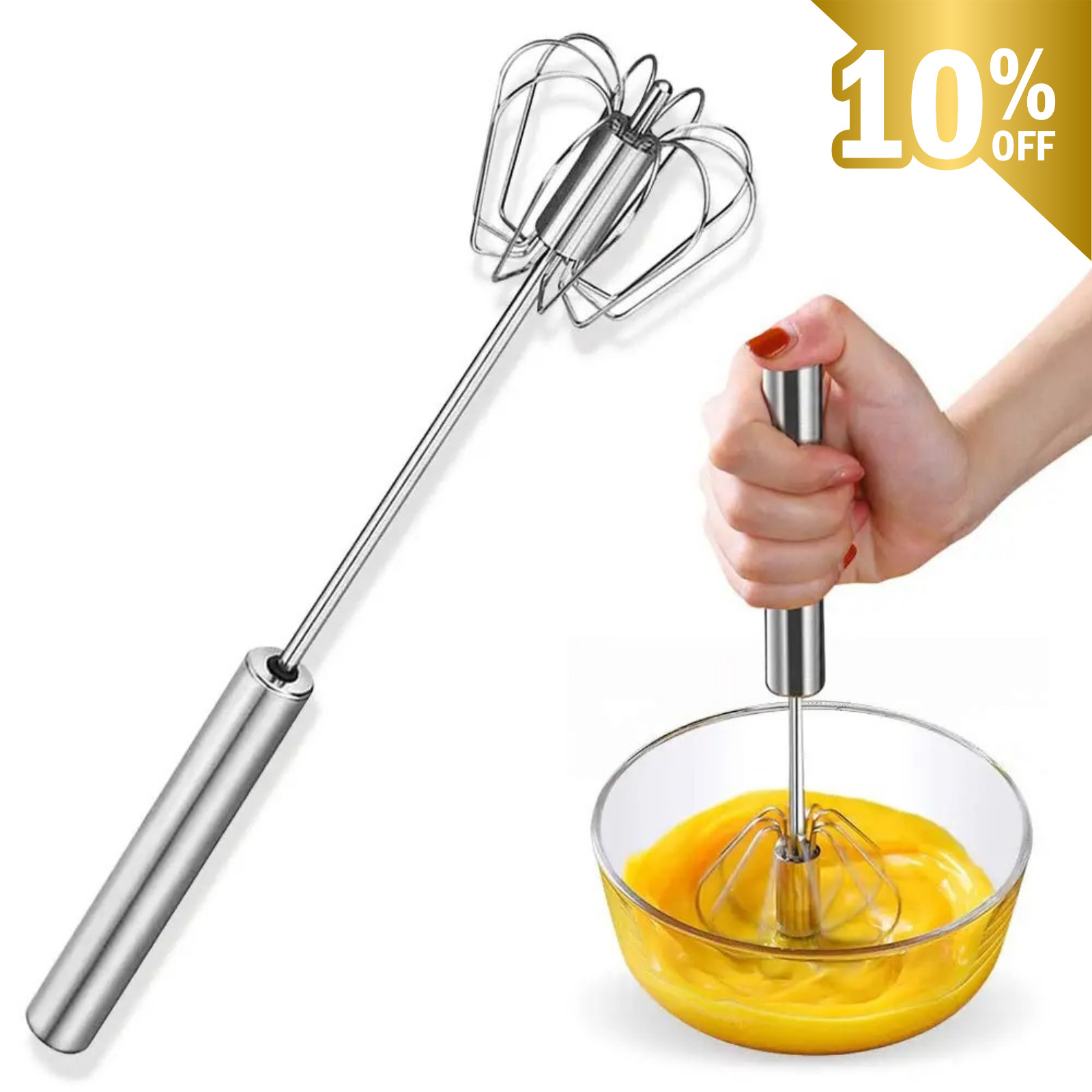 Semi Automatic Egg Whisk Stainless Steel Hand Push Beater Mixer Cream Frother gallery