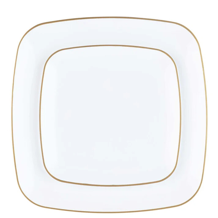 White &Gold Plastic Square Dinner Tableware Set Wedding Party Dinner Package gallery