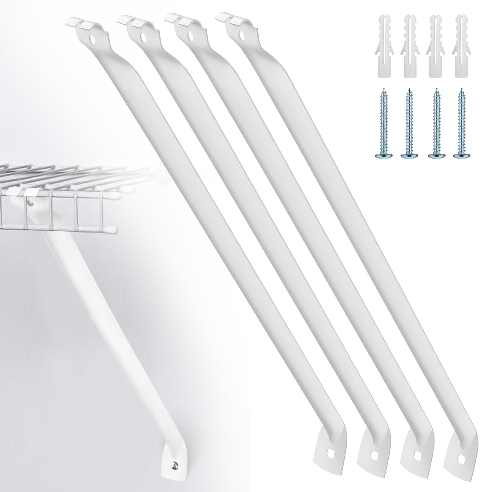 4 PCS 16in Wire Shelf Support Brackets for 12in Deep Closet Shelving with Screws gallery